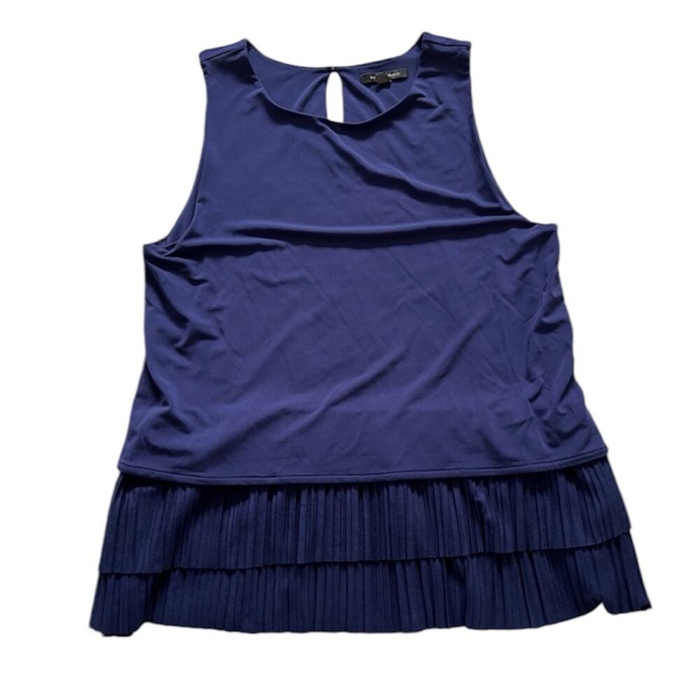 Banana Republic Sleeveless Top Navy Blue Lined Pleated Bottom Womens L